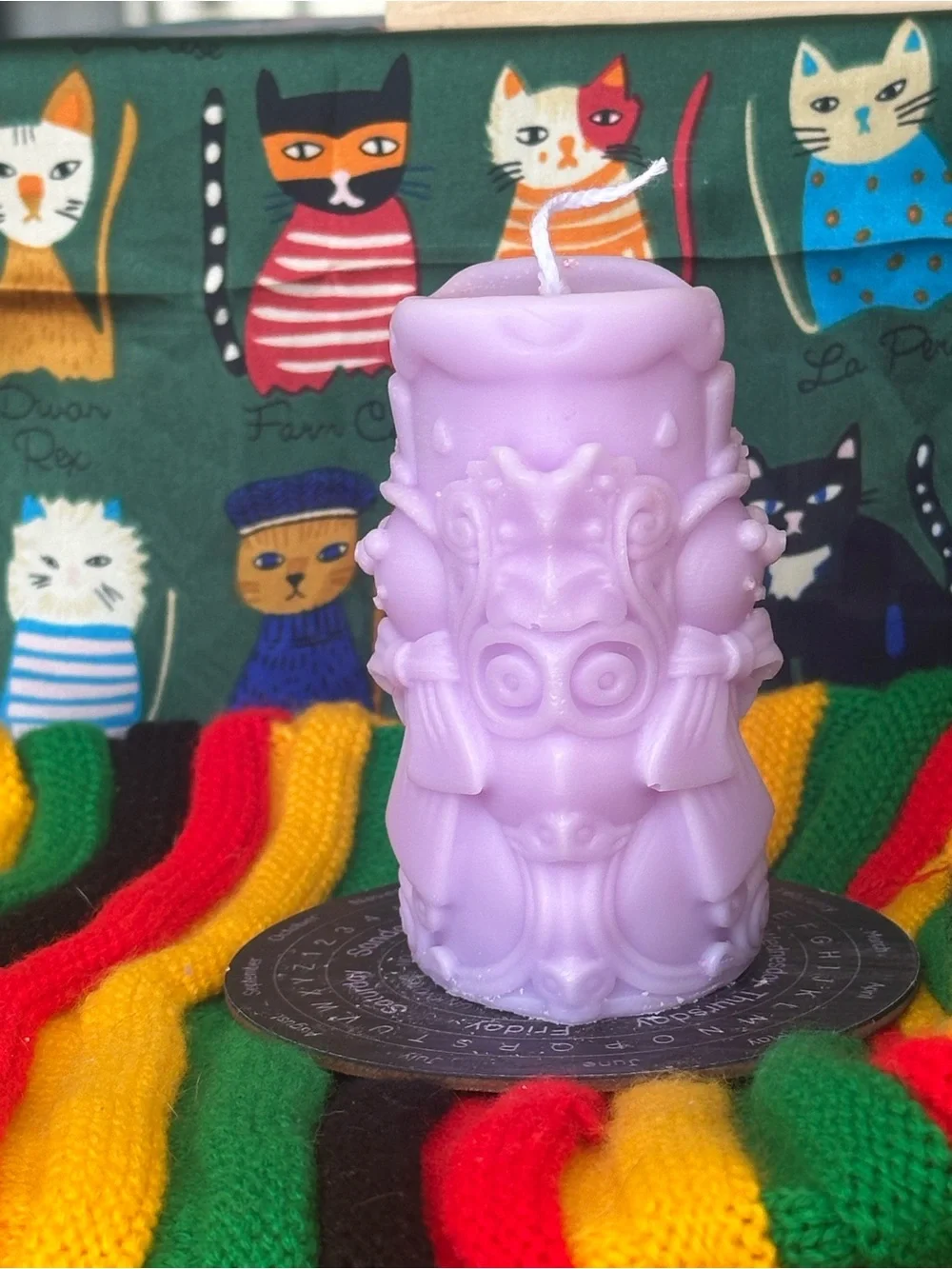 Enchanted Lavender Snowman Pillar Candle